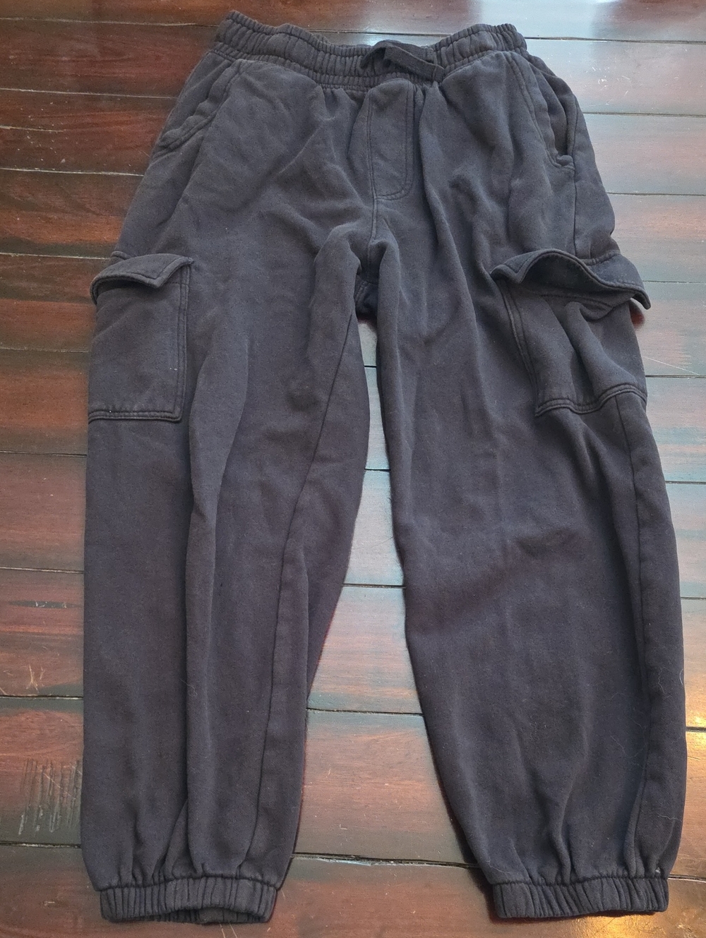 H&M Black Cargo Sweatpants with Elastic Waist & Ankles